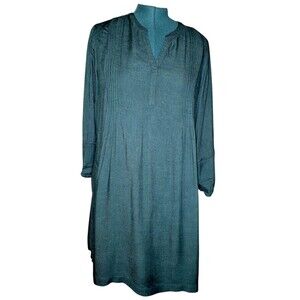 J.Jill Shift Dress Evergreen Oversized Pintuck Detail W/ Pockets Medium